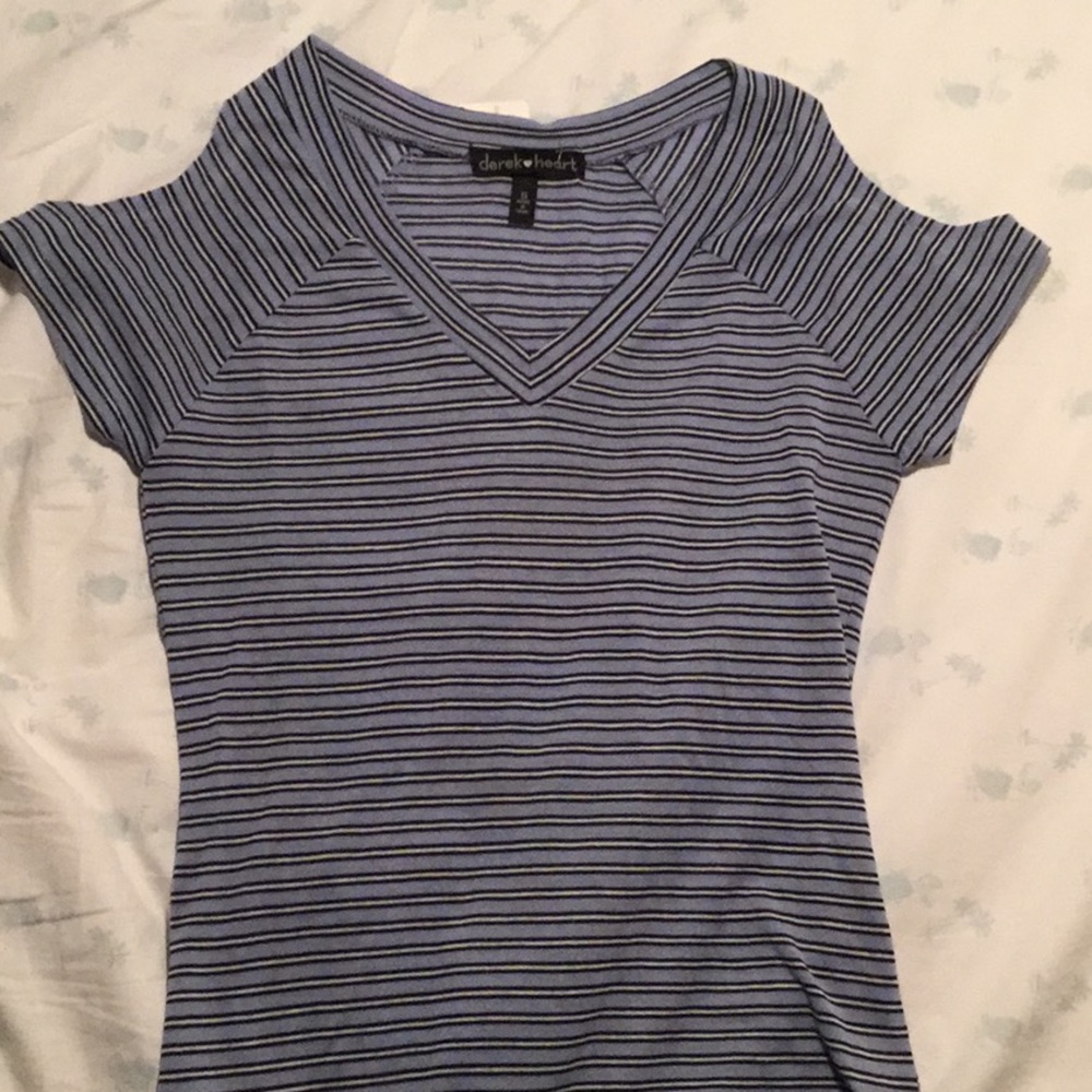 Striped cold shoulder t-shirt